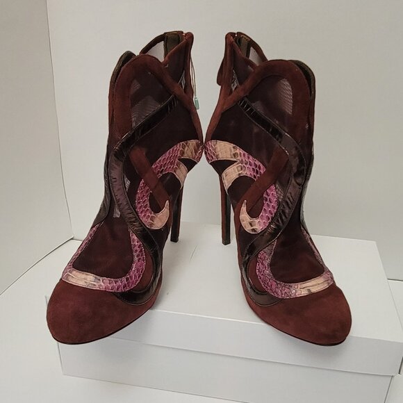 ROBERTO CAVALLI Python, Suede and Mesh Ankle Boots - Picture 4 of 14